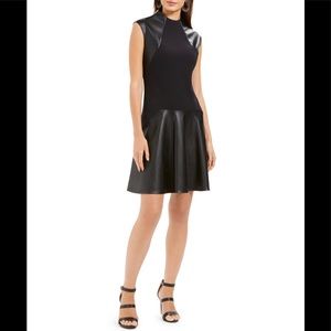 N Natori Faux-Leather & Scuba
Flounce Dress